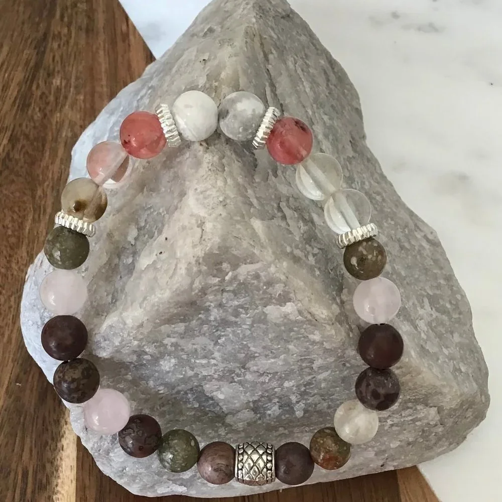 Brand New‎ Handmade Stretch Jasper, Howlite, Cherry Quartz, and